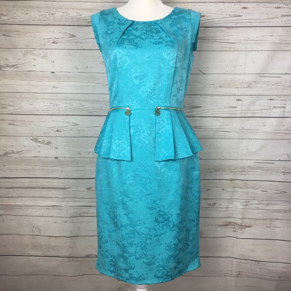 Antonio Melani Brocade Print Peplum Sheath Dress
